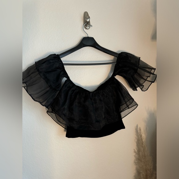 NWT- Dolan Anthropologie Tirered Organza Top in Black Size Medium - Picture 6 of 6